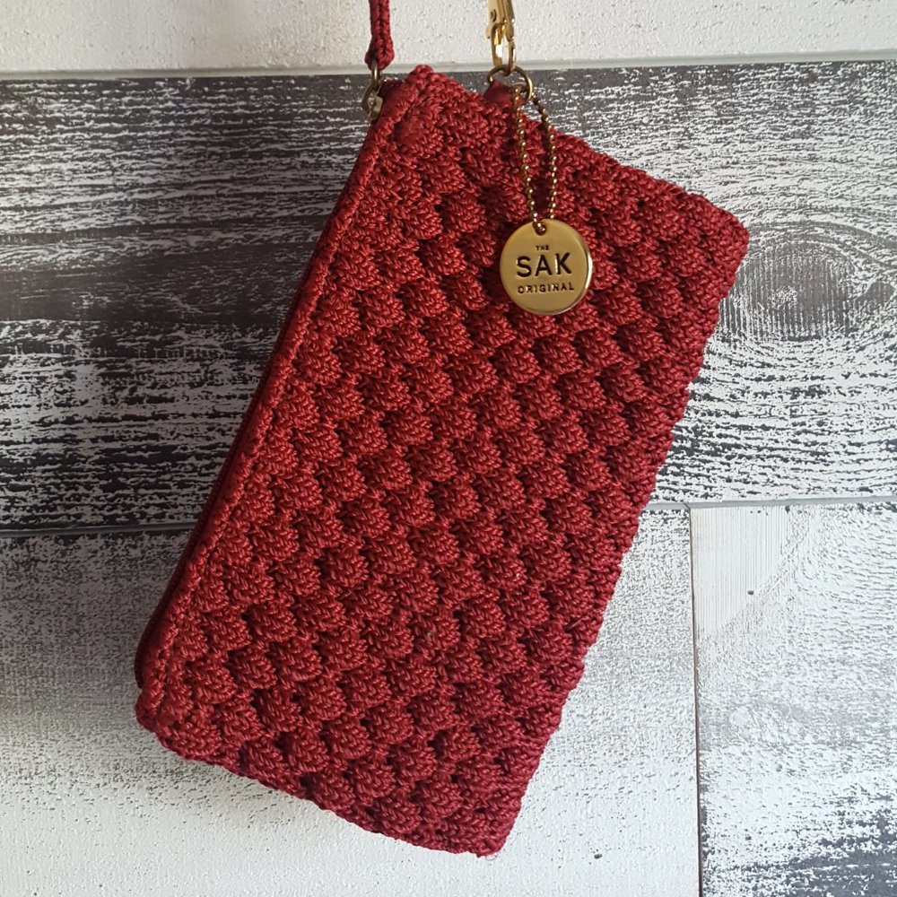 Red The Sak Original Wristlet Crochet Purse Bag